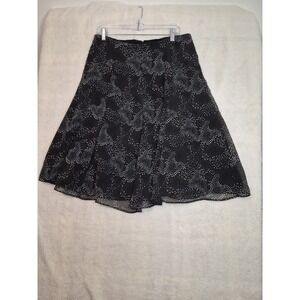 GEOFFREY‎ BEENE SPORT BLACK BROWN-CREAM DOTS LINED SKIRT SIZE 10